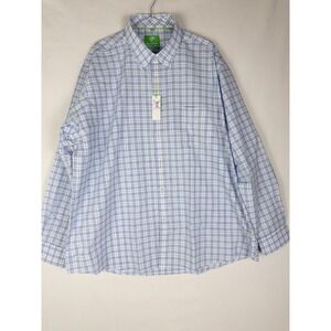 NWT Forsyth of Canada Shirt Mens 2XL Blue Plaid Non Iron Casual Button Down